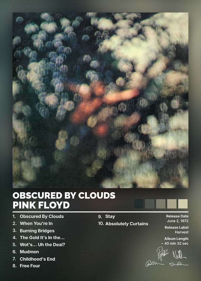 Pink Floyd Obscured By Clouds Poster