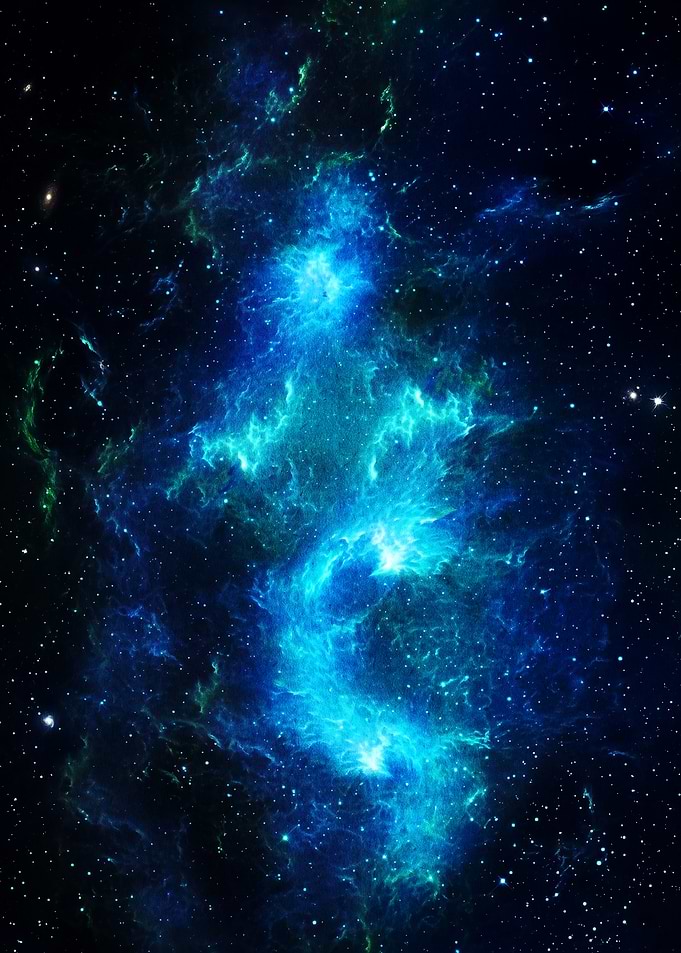 Vibrant Blue and Green Nebula