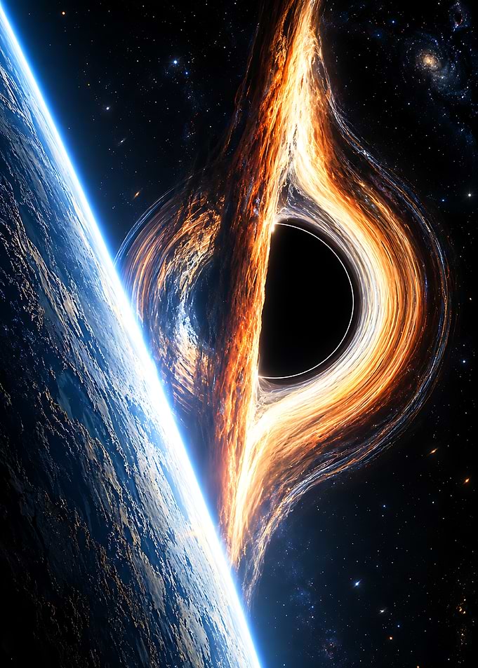 Black Hole Looming Over Earth