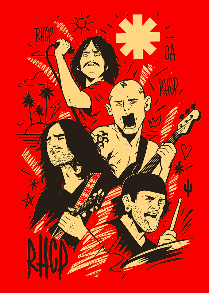 Red Hot Chili Peppers Band Illustration