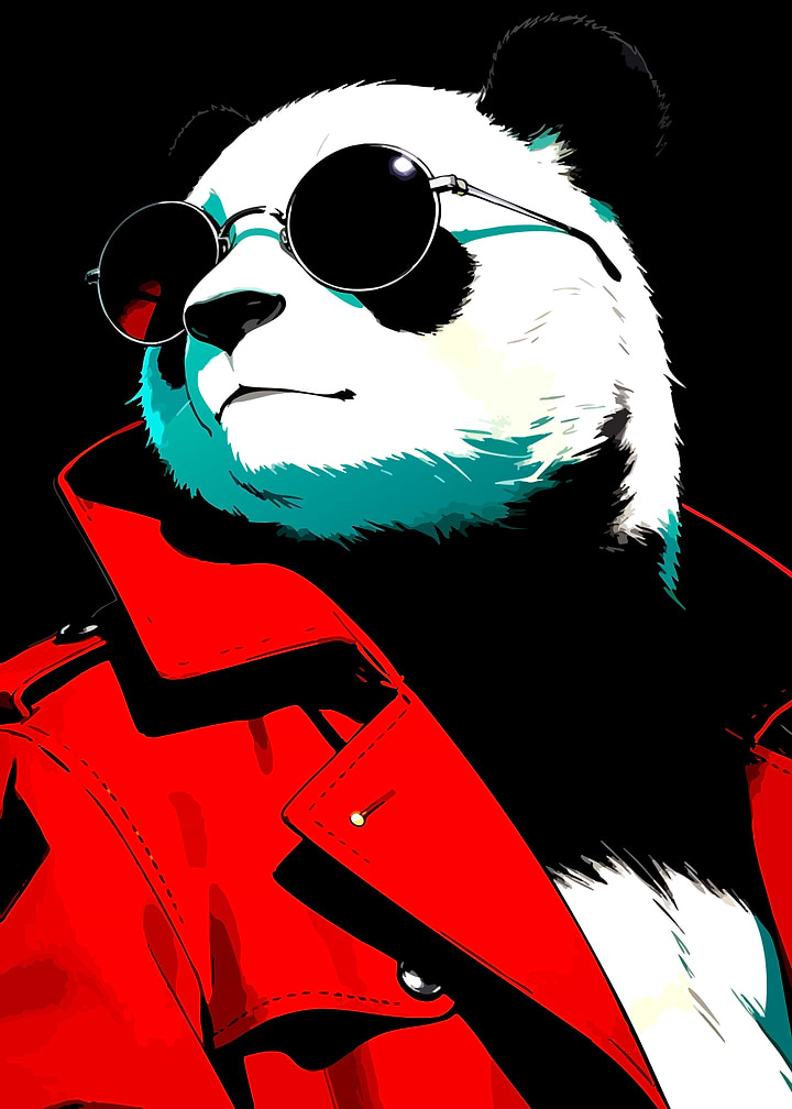 Cool Panda in Red Trench Coat