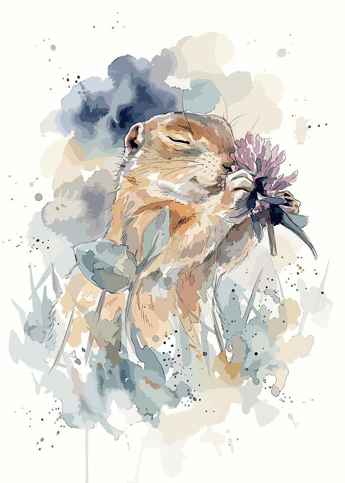 Watercolor Illustration of a Cute Gopher