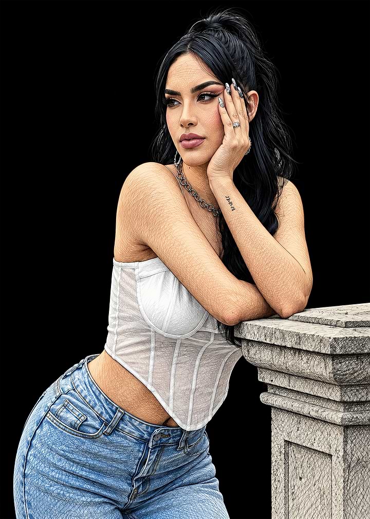 Kimberly Loaiza Posing in White Corset