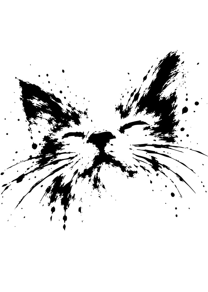 Abstract Ink Splatter Cat Face
