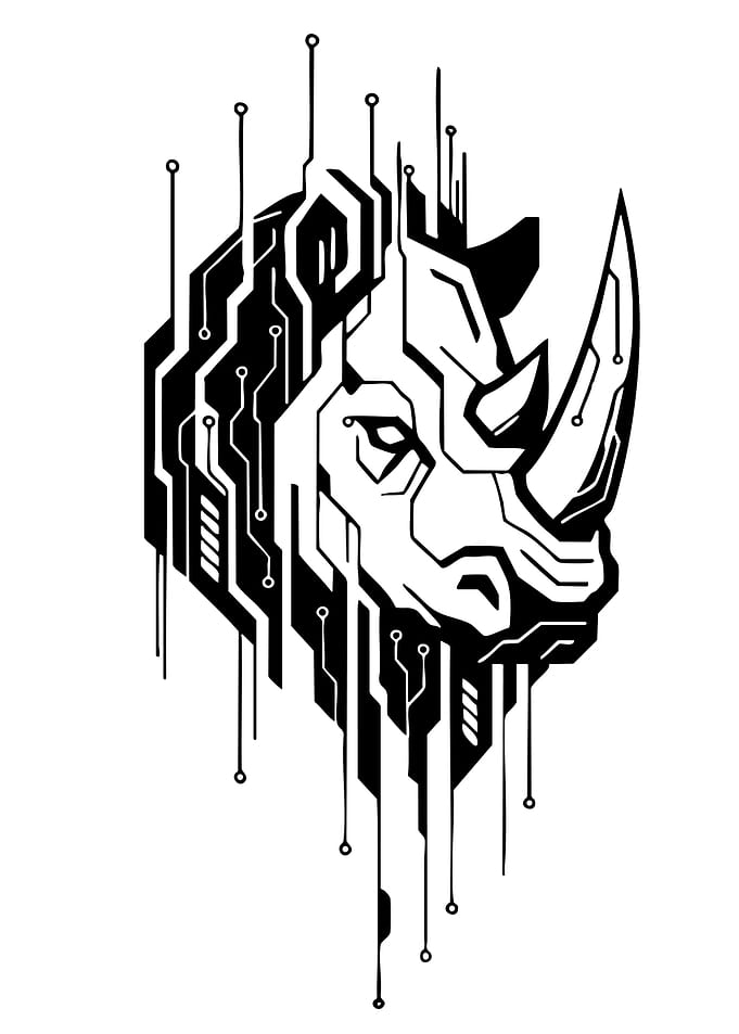 Cybernetic Rhino Head Vector Art