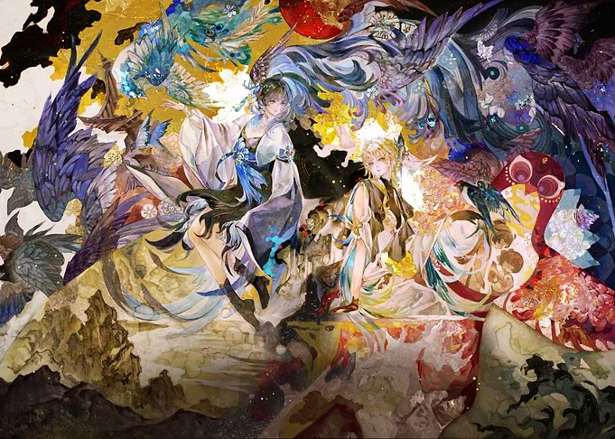Ethereal Fantasy Duo with Birds