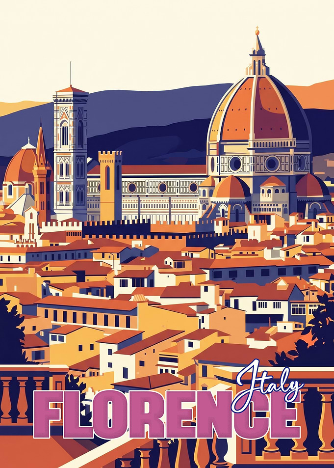 Florence Italy Vintage Travel Poster