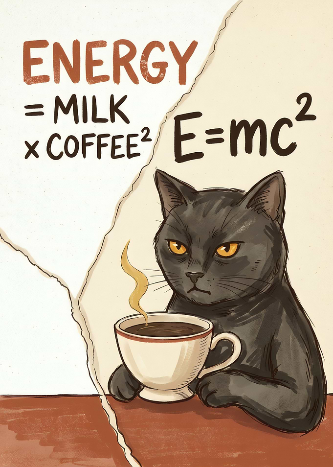 Funny Cat Coffee Physics Poster