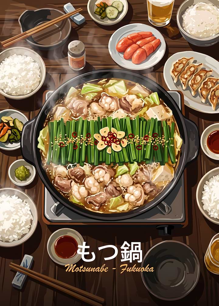 Traditional Japanese Motsunabe Hot Pot Feast