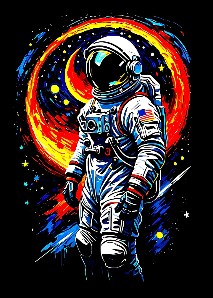 Vibrant Astronaut in Deep Space