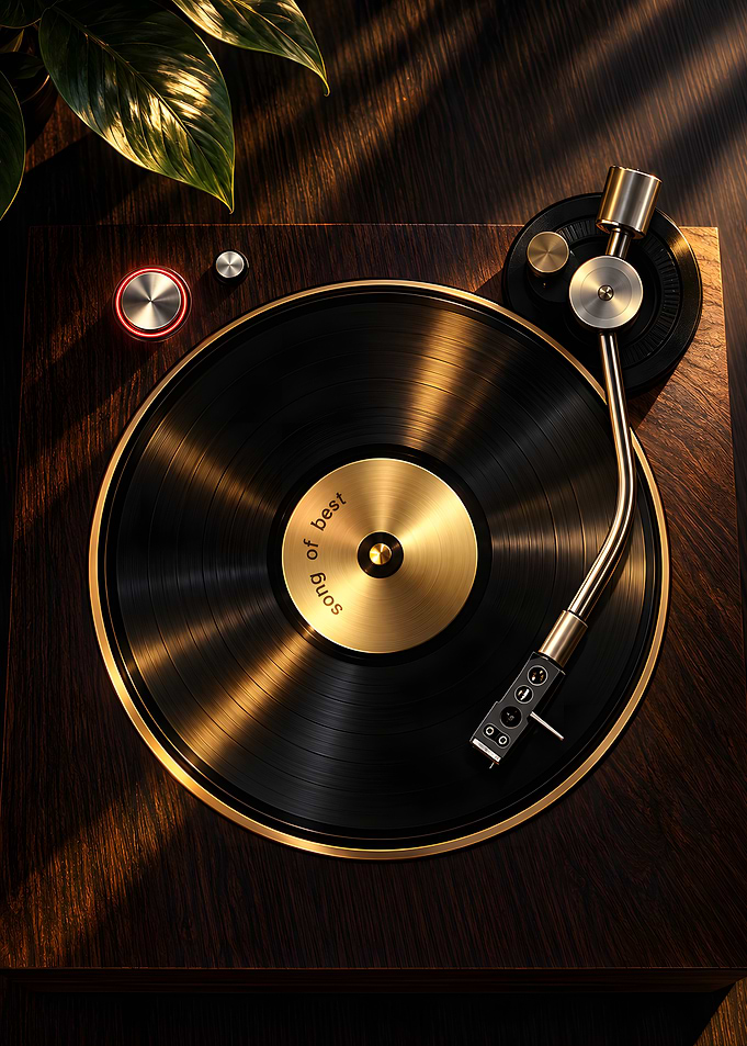 Elegant Vintage Style Vinyl Record Player