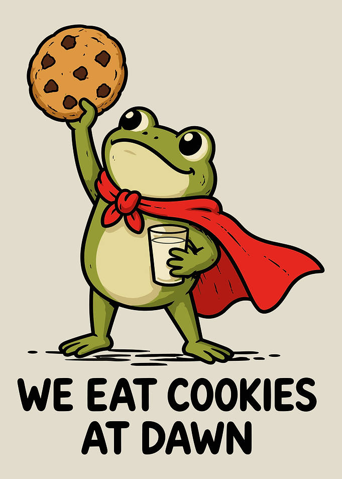 Superhero Frog Eating Cookies