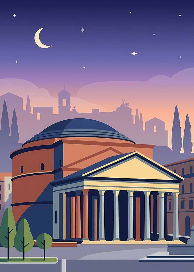 Vector Illustration of the Roman Pantheon