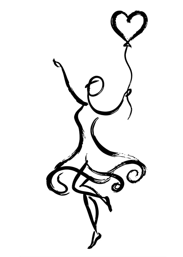 Minimalist Line Art Dancing Girl