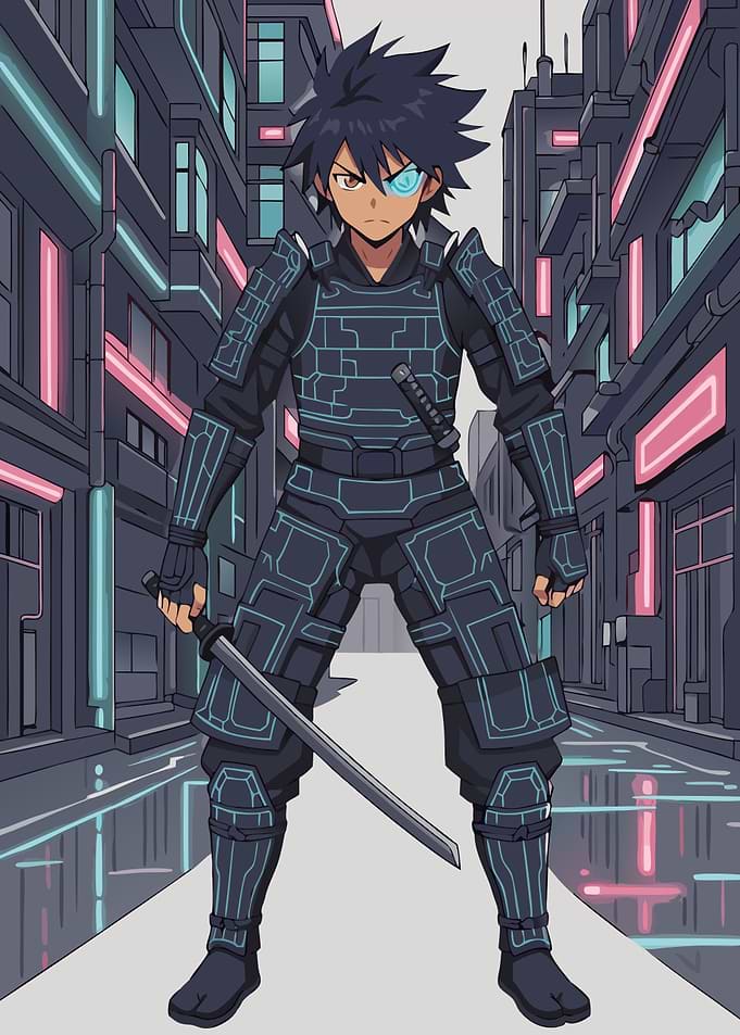 Cyber Eye Samurai: Standoff | Anime Warrior Poster