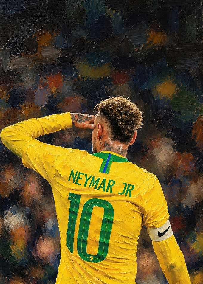 Neymar Jr Brazil Soccer Oil Painting