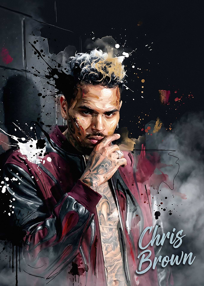 Chris Brown Artistic Portrait Poster