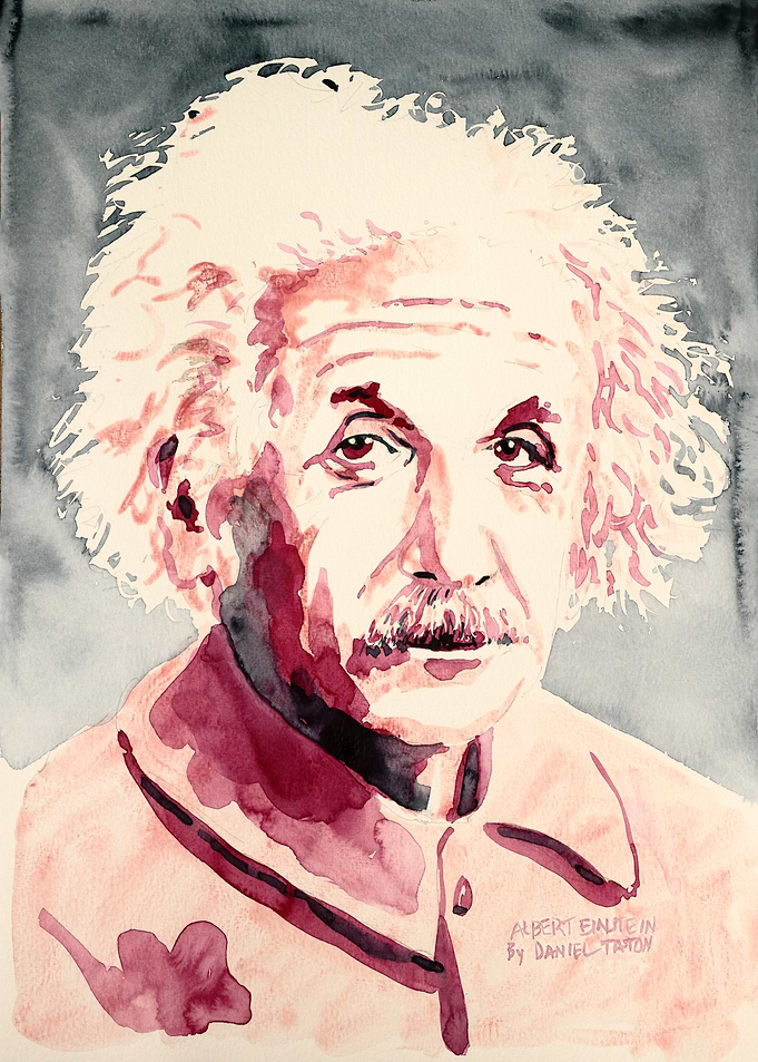 Watercolor Portrait of Albert Einstein