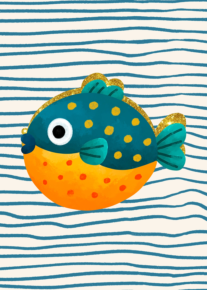 Cute Cartoon Pufferfish Illustration