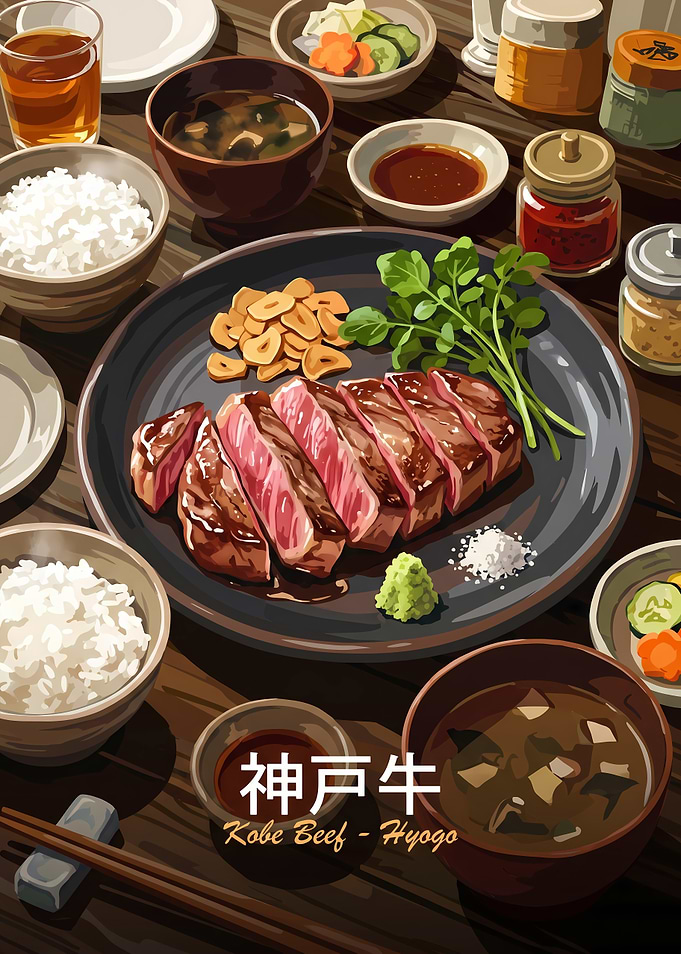 Delicious Kobe Beef Teishoku Meal