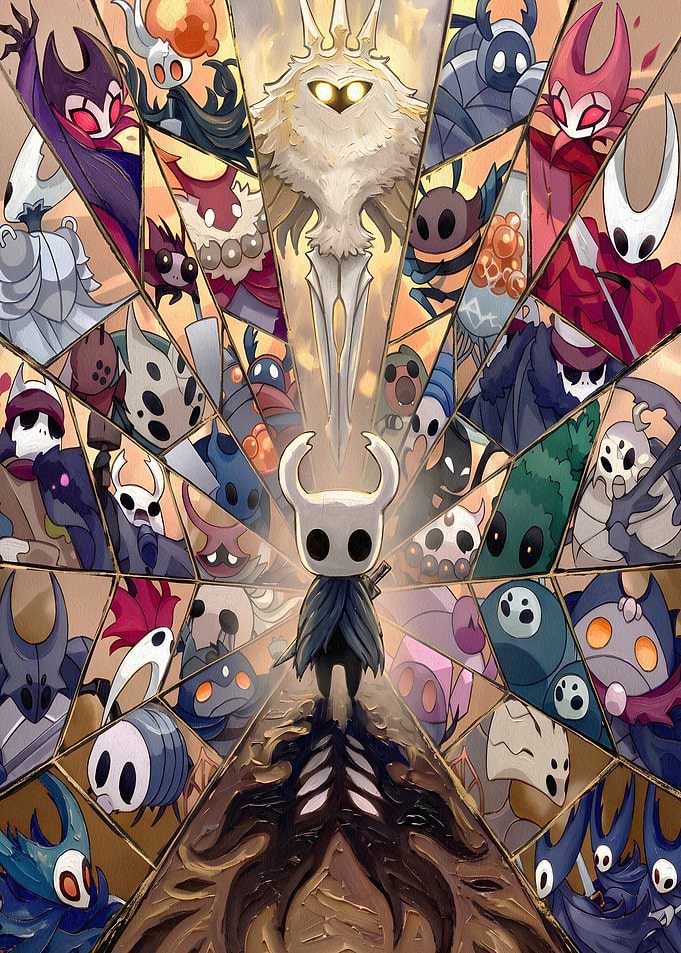 Hollow Knight Stained Glass Character Collage