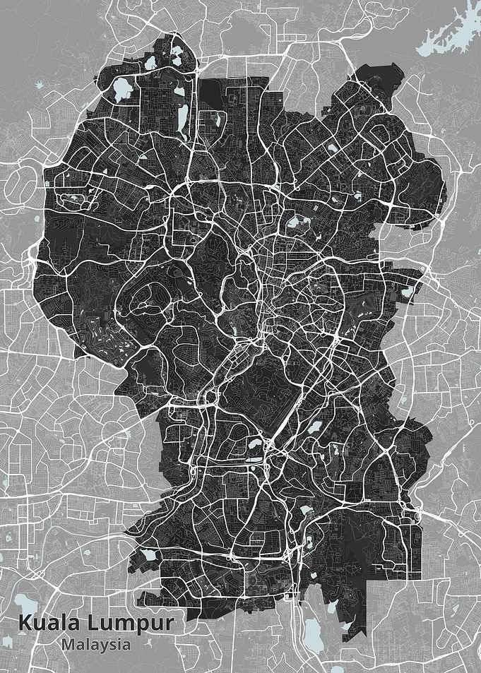 Kuala Lumpur City Map Poster