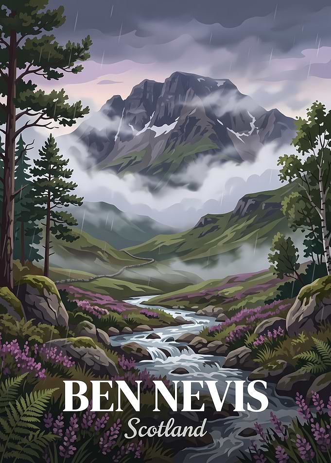 Ben Nevis Scotland Travel Poster