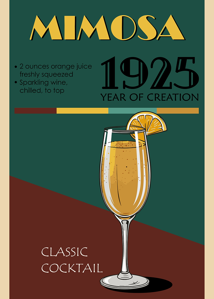 Vintage Mimosa Cocktail Poster