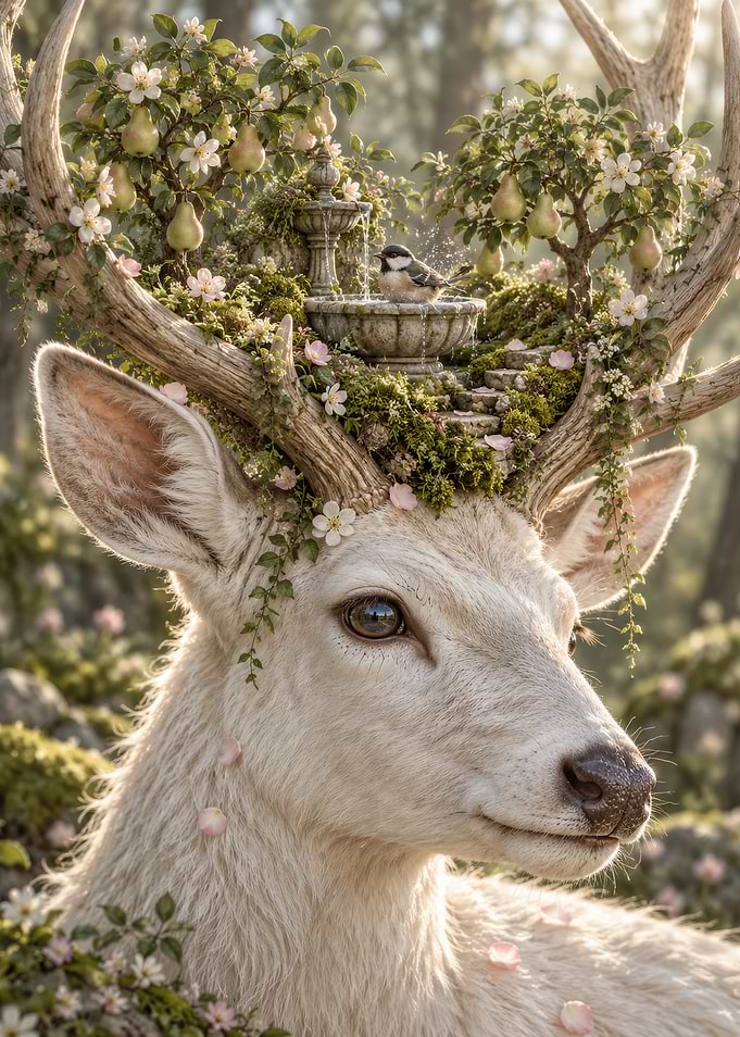 Enchanted Deer with Miniature Garden Antlers
