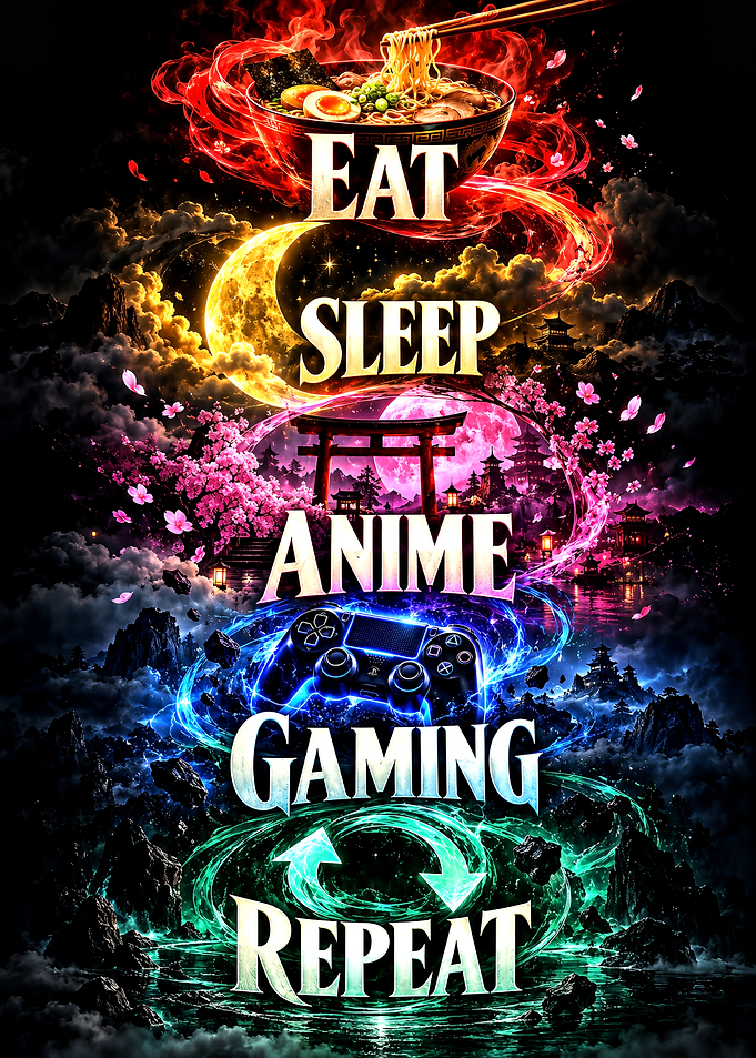 Eat Sleep Anime Gaming Repeat Poster