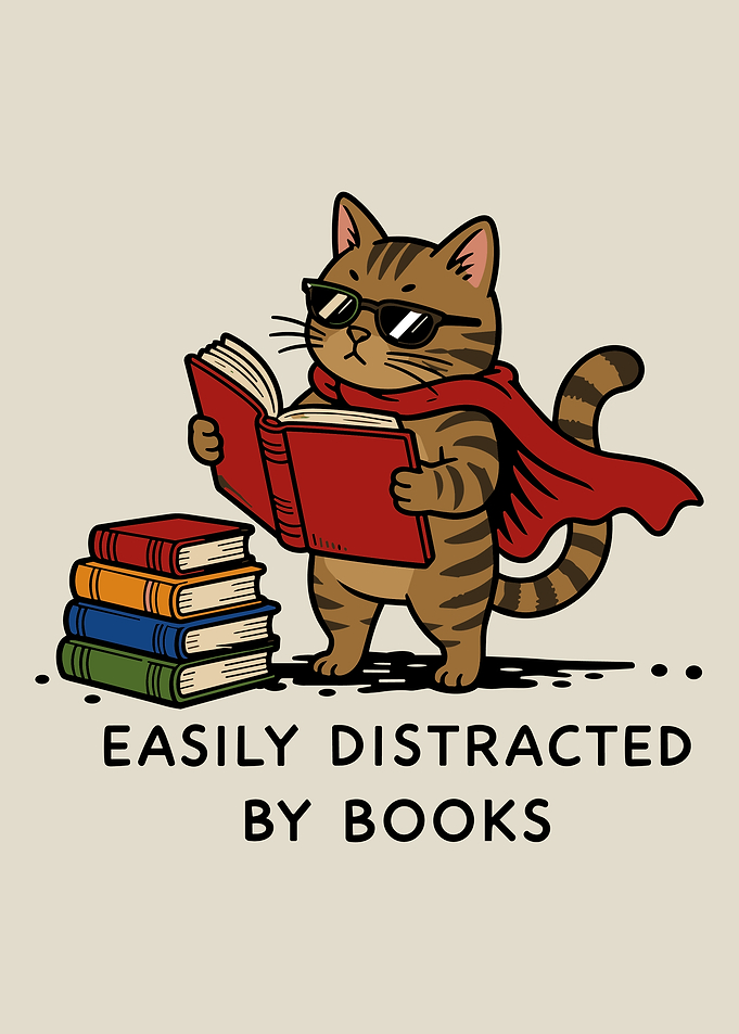 Super Cat Reading Books Illustration