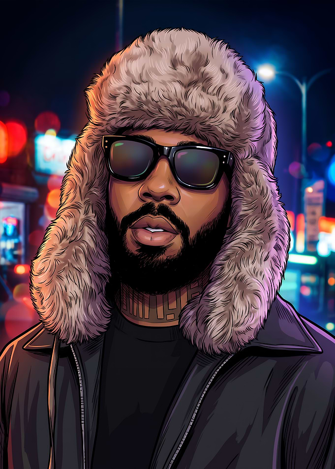 Brent Faiyaz in Fur Ushanka Hat