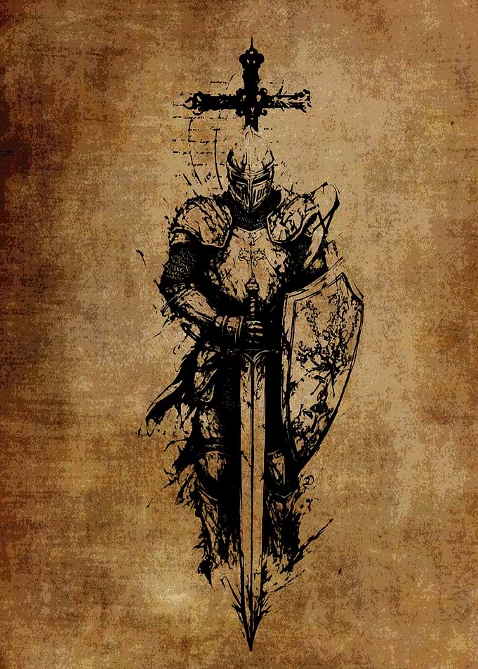 Medieval Knight with Sword and Shield