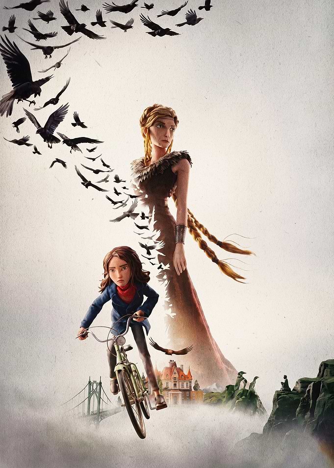 Girl Bicycle Crows Dark Fantasy Art