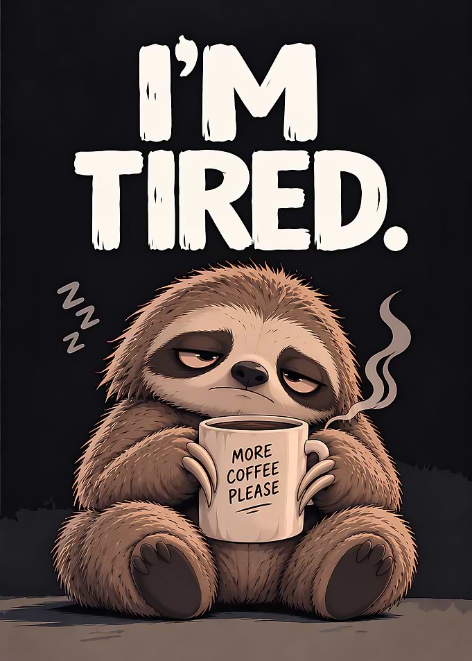 Tired Sloth With Coffee Mug