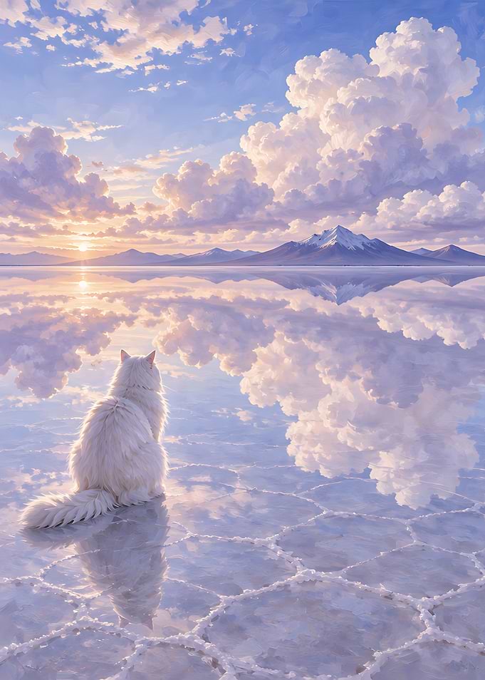 White Cat at Salar de Uyuni