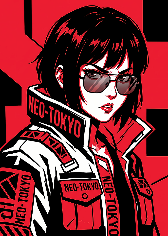Neo-Tokyo Cyberpunk Anime Girl Portrait