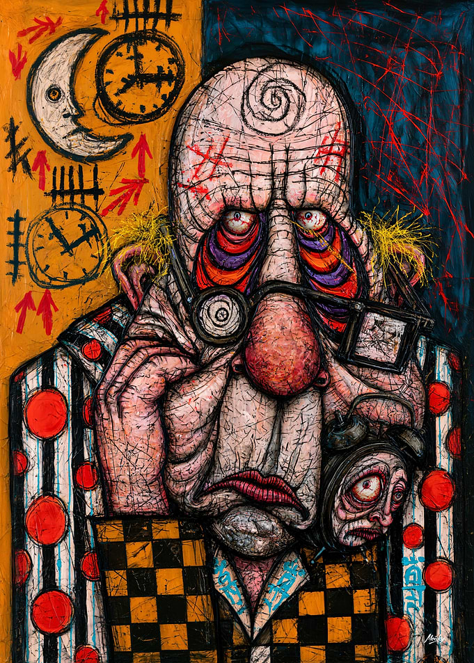 Sleepless Timekeeper - Grotesque Clock Portrait
