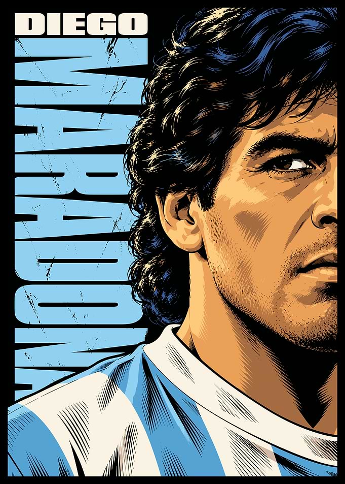 Diego Maradona Retro Style Portrait