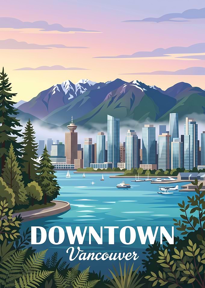 Downtown Vancouver Travel Poster