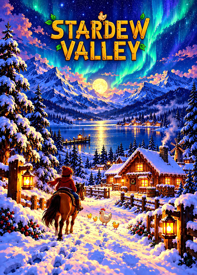 Stardew Valley Winter Night Scene