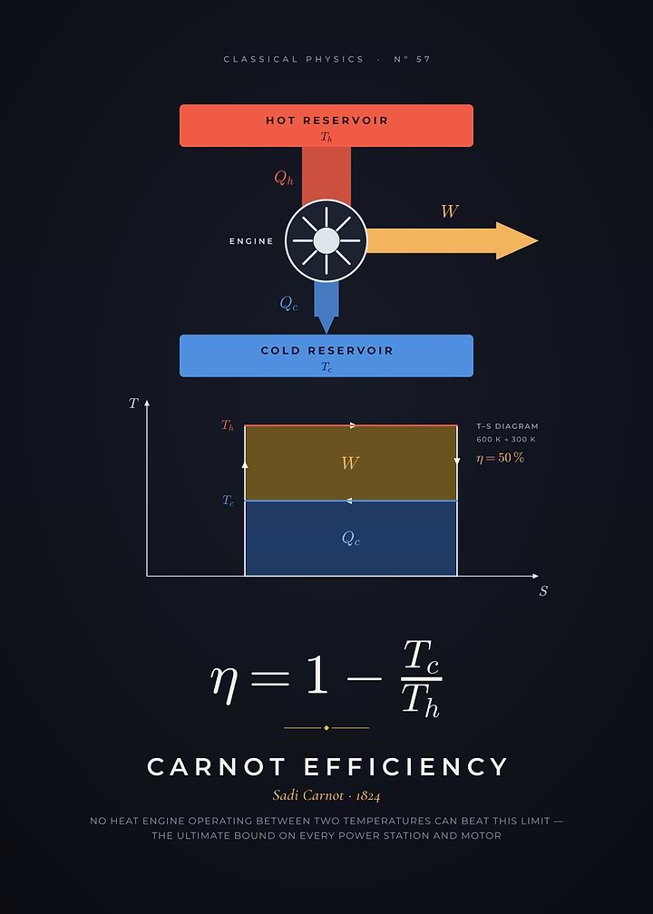 Carnot Efficiency, Heat Engine and T-S Diagram