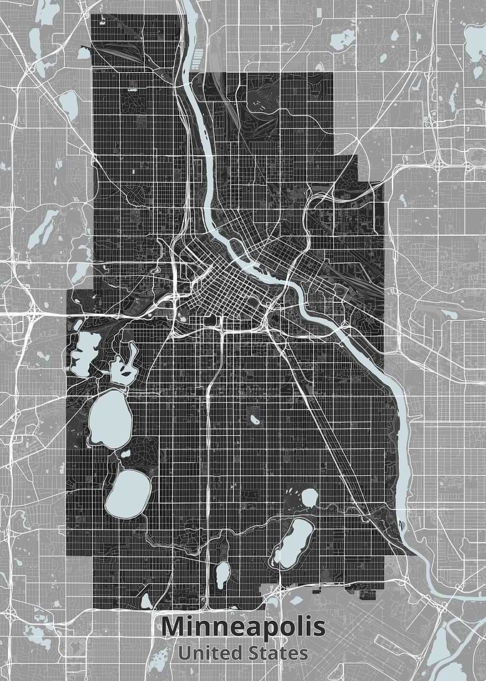 Minneapolis City Map Poster
