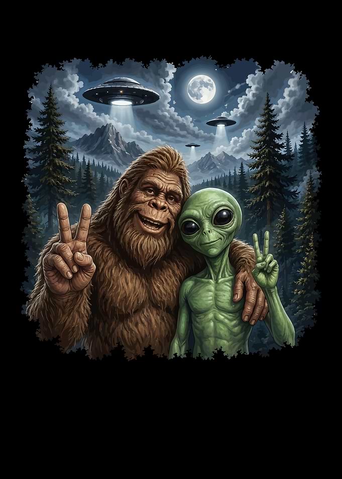 Bigfoot and Alien Best Friends