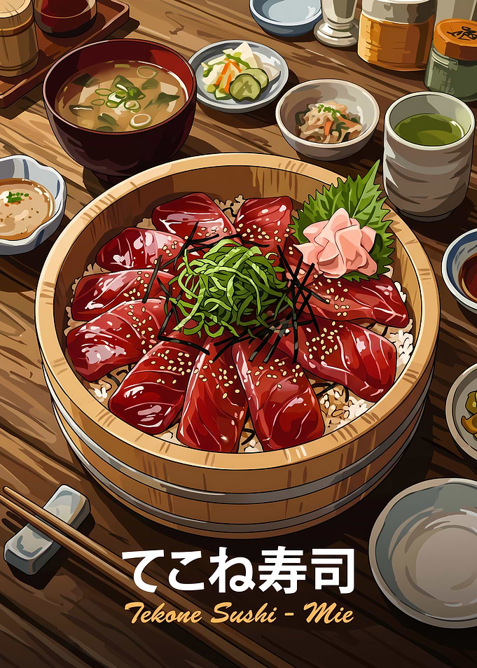 Tekone Sushi Japanese Dish Illustration