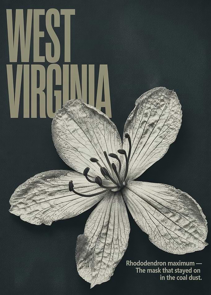 West Virginia Rhododendron Floral Poster
