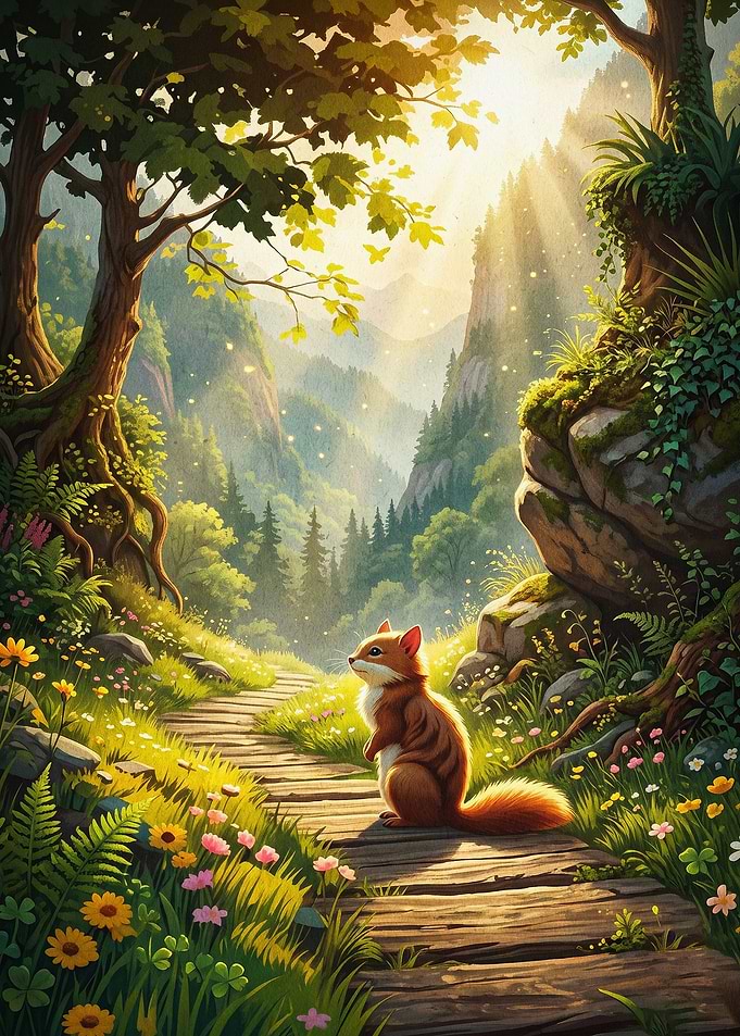 Squirrel Forest Pathway Art