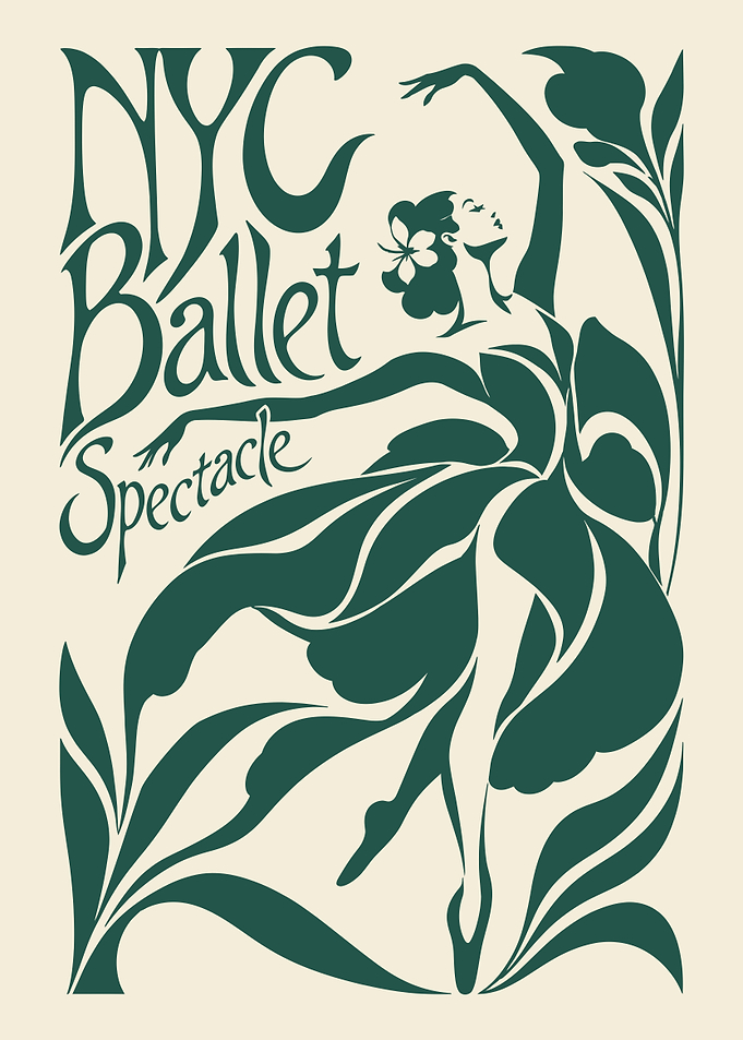 NYC Ballet Art Nouveau Poster