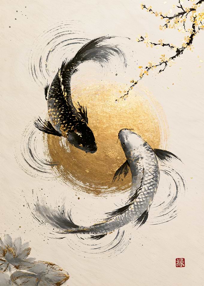 Koi Spirits of Moon and Sea