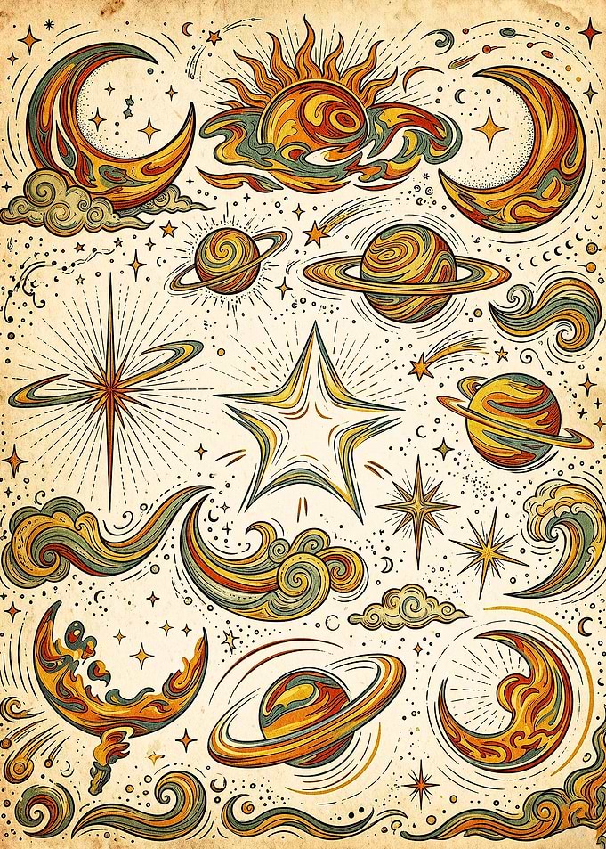 Vintage Celestial Space Illustration